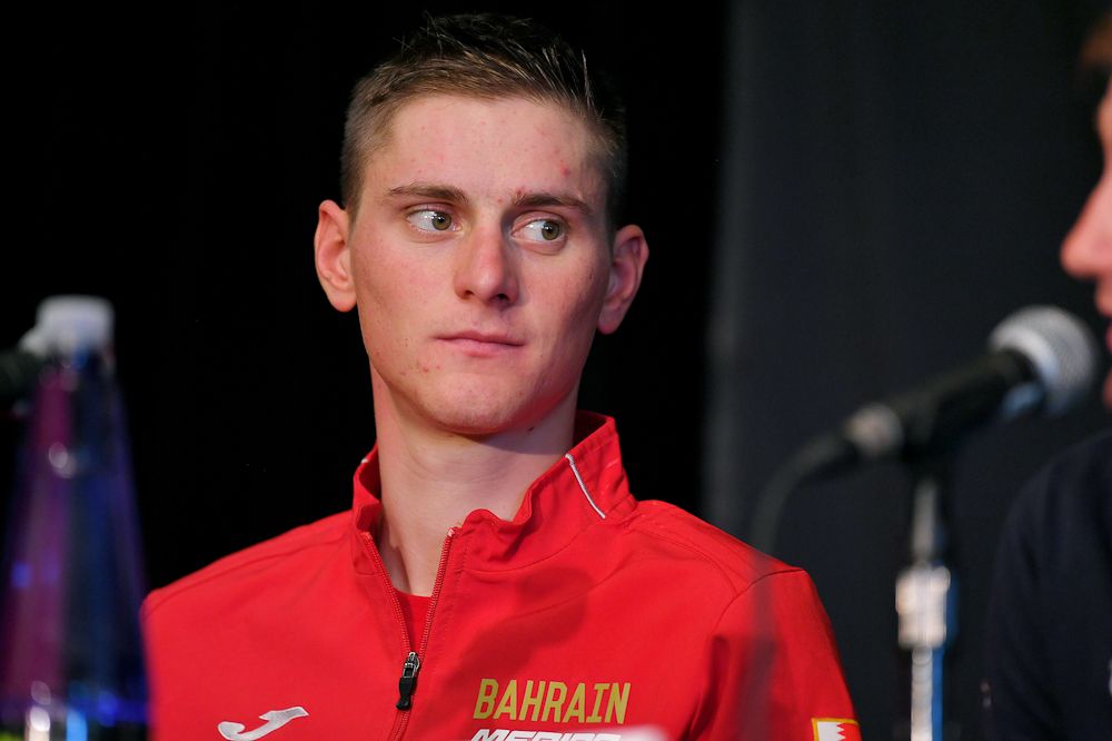 Matej Mohoric (Bahrain-Merida) takes part in the pre-race press conference for the Grand Prix Cycliste de Quebec &amp; Montreal