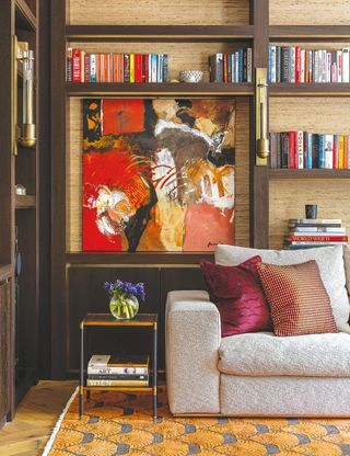 How to decorate above a sofa with art and joinery