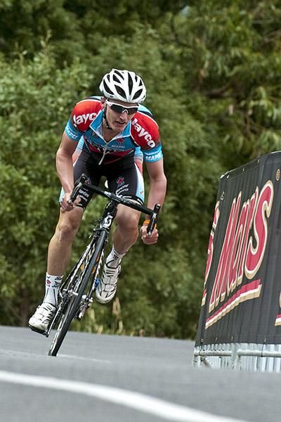 Jay McCarthy from Queensland corners over the top of Mt.Buninyong. McCarthy would finished just out of the medals in fourth place