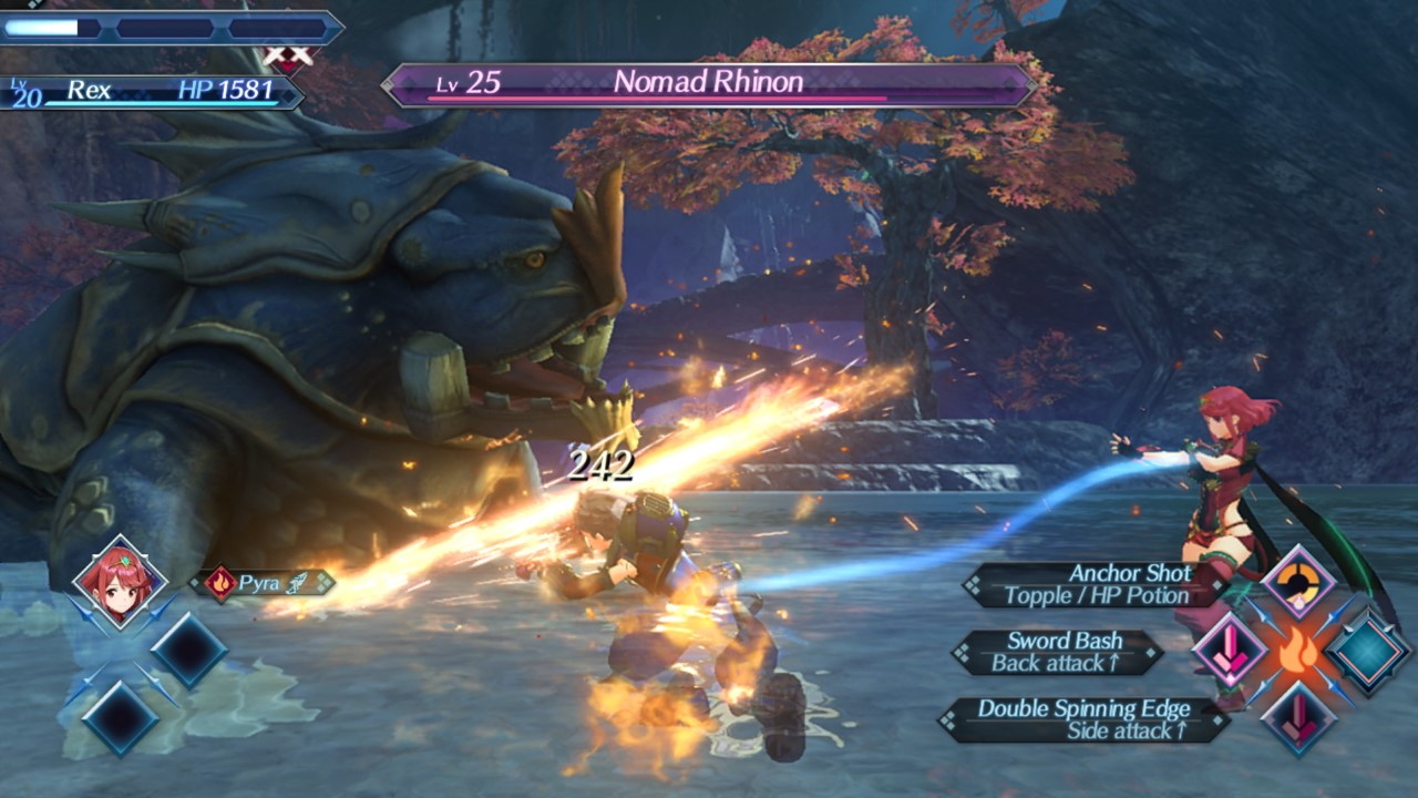 Rex and Pyra fighting a bug