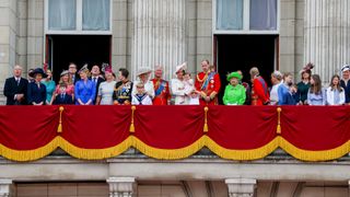 The Royal Family stand on the balcony during the Trooping the Colour