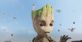 Baby Groot looks worried in a still from "I Am Groot."