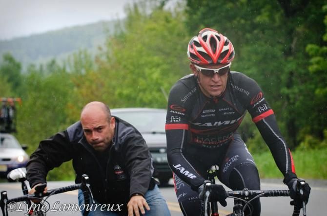 Philip Mooney gets a push from his DS Sebastian Alexandre after a flat