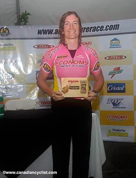 Sue Haywood, stage winner and overall leader in women's category.