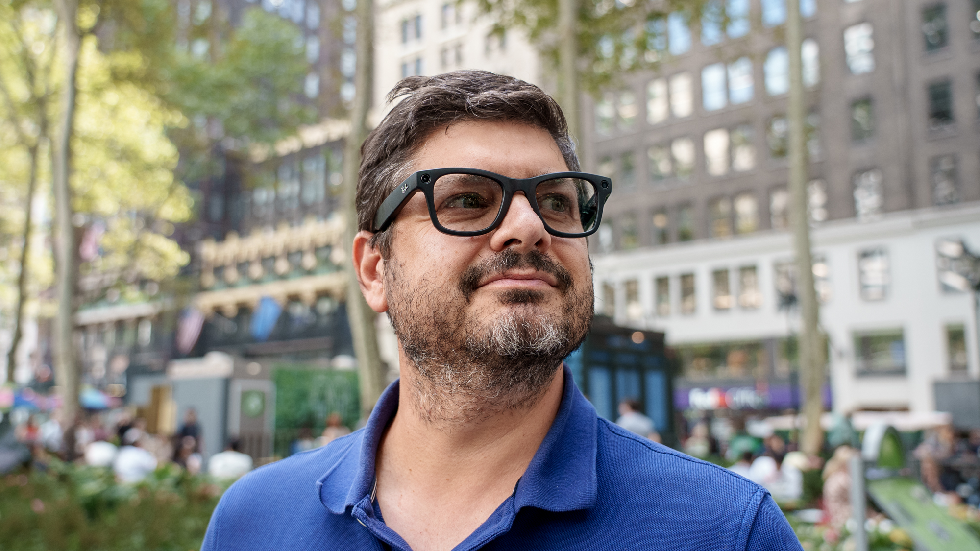 Tom&#039;s Guide U.S. Editor-in-Chief Mike Prospero wearing Meta Ray-Ban (gen 2) smart glasses