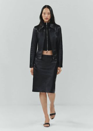 100% Leather Midi Skirt - Women