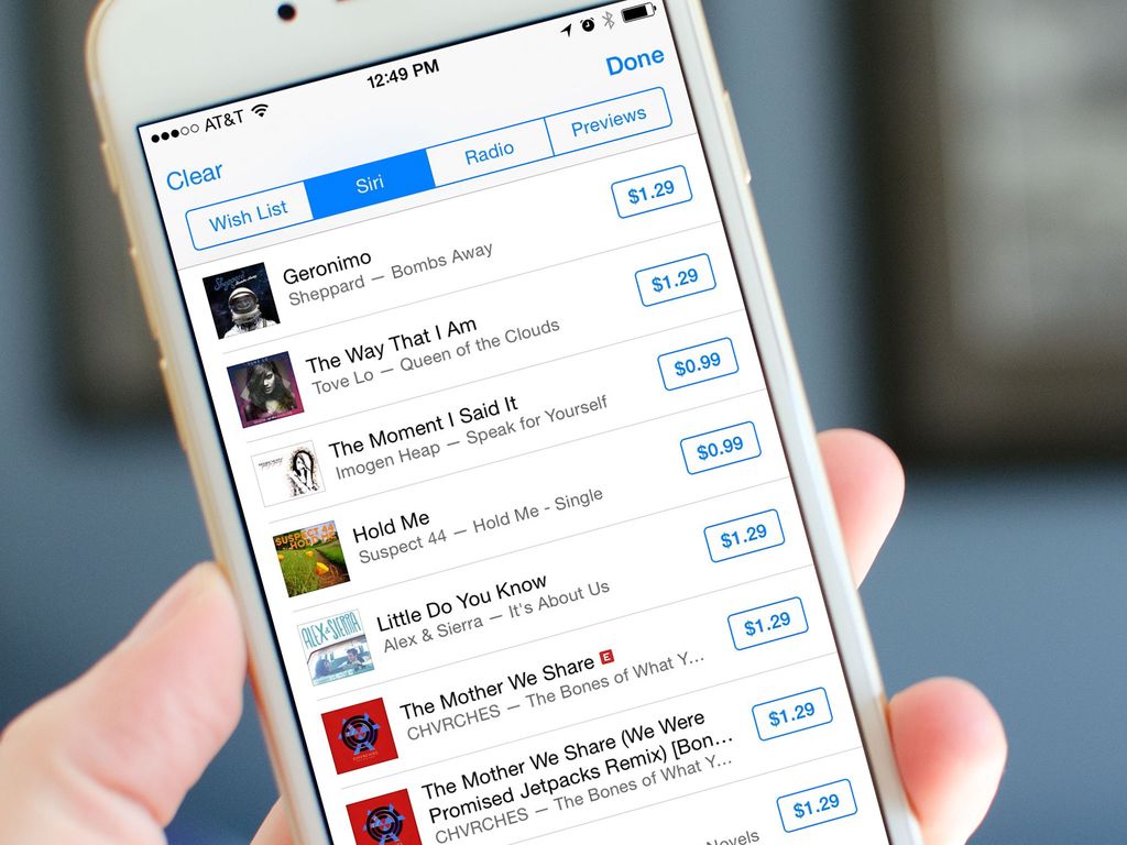Siri を使用して特定した曲のリストを表示する方法