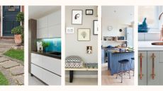 Compilation image showing five budget home improvements that add the most value to a property