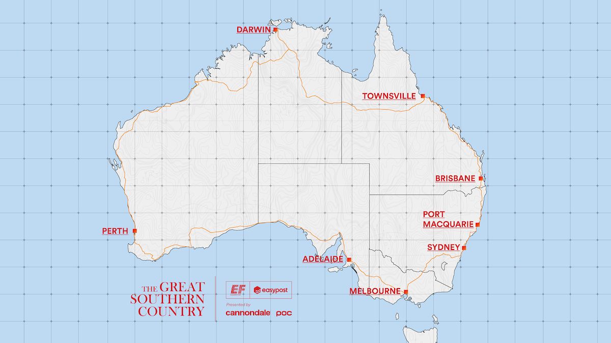 The map of Lachlan Morton&#039;s planned around Australia record attempt