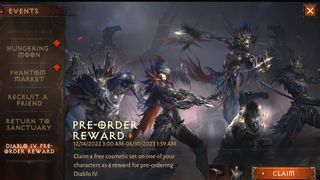 Diablo Immortal events menu