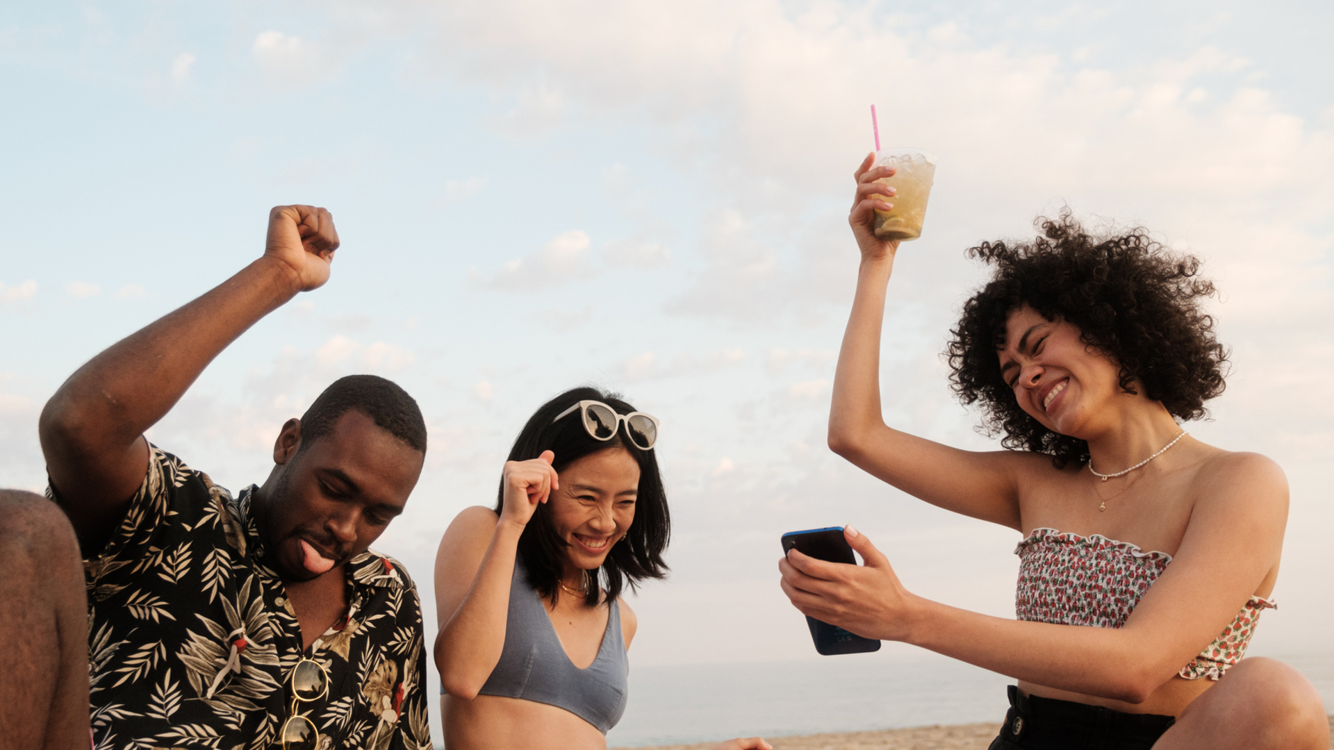 Woman using Saily with friends