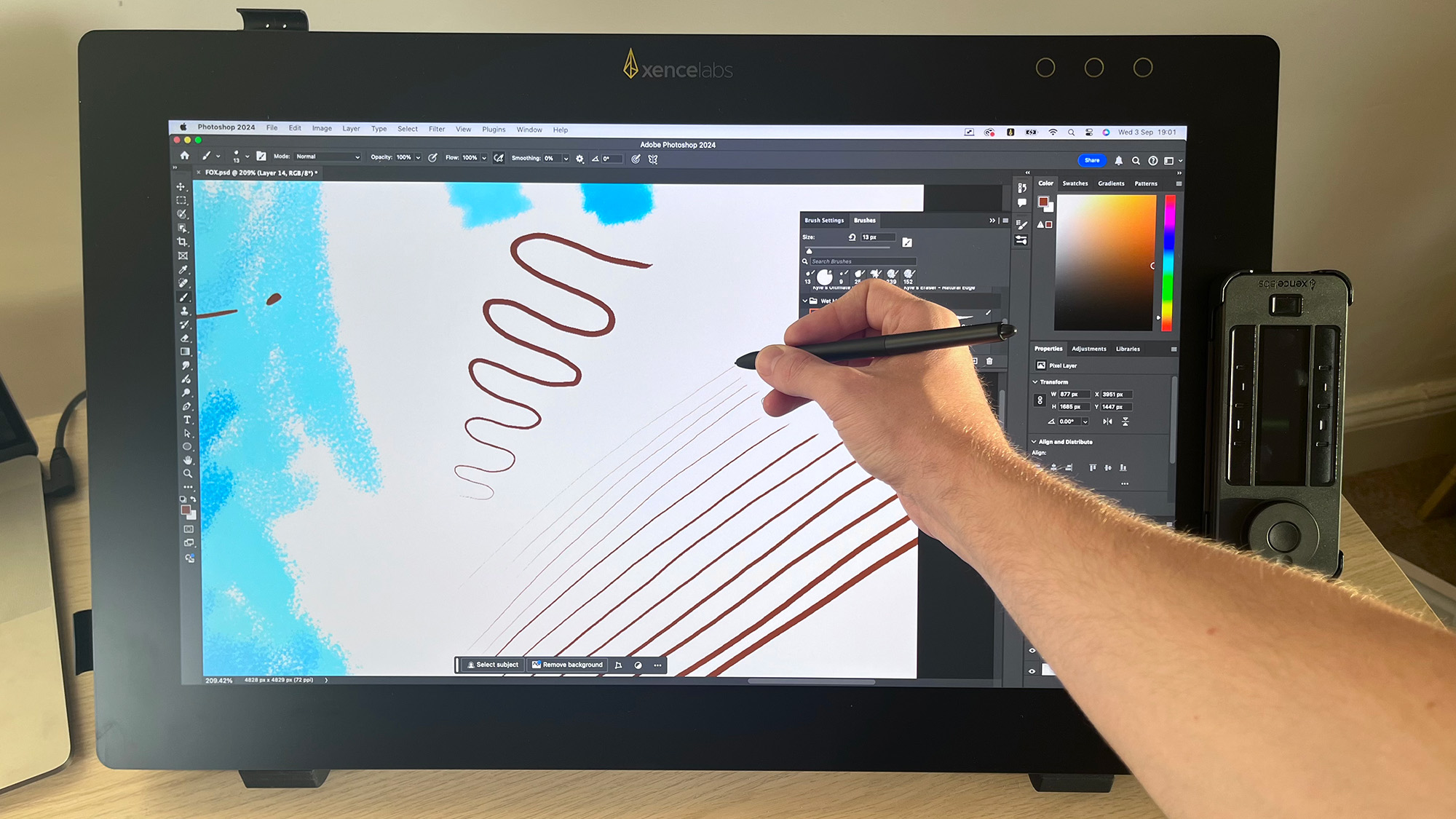 Hand drawing lines on Xencelabs Pen Display 24+