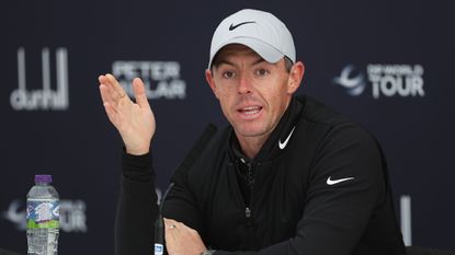 Rory McIlroy talks to the media before the 2022 Alfred Dunhill Links Championship