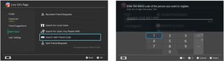 Select Search with Friend Code, then enter the friend code
