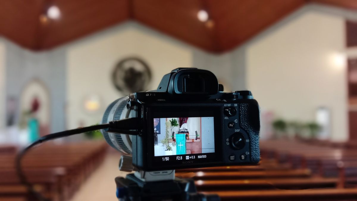 Camera streaming a live event from a house of worship