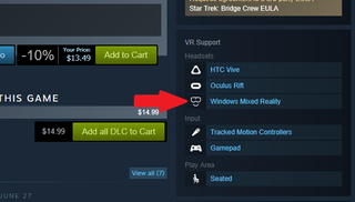 Screenshot of a Steam product page that lists Mixed Reality support.