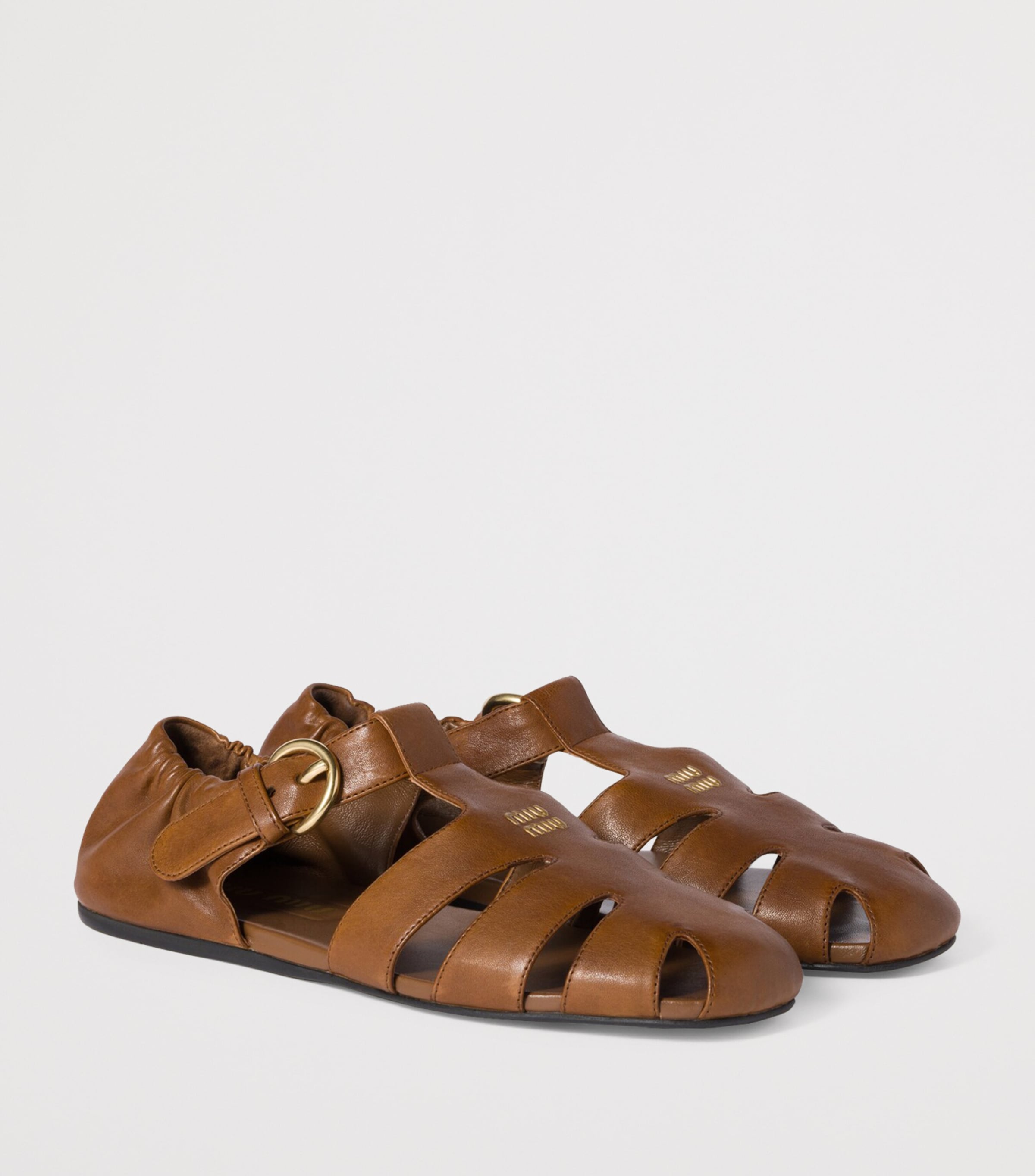 Nappa Leather Ruches Fisherman Sandals