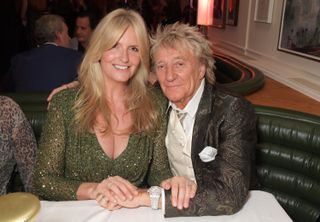 Penny Lancaster and Sir Rod Stewart attend the Langan's Launch Night on October 28, 2021 in London, England.
