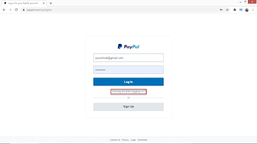 PayPal password