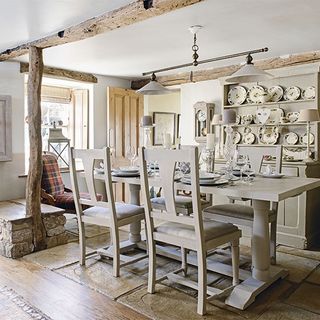 dining room with painted country furniture