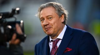 Former Rangers star and Tobol director of football Andrei Kanchelskis during the UEFA Europa Conference League Third Qualifying Round second leg match between Derry City and FC Tobol at Tallaght Stadium in Dublin. (Photo By Stephen McCarthy/Sportsfile via Getty Images)