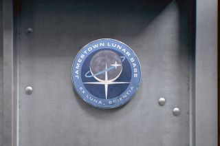 The mission patch for the first permanent outpost established on the moon, the Jamestown moon base, as featured in the first season of the Apple TV+ series "For All Mankind."