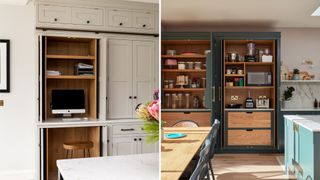 Kitchen cupboards showing efficient pocket door design trends