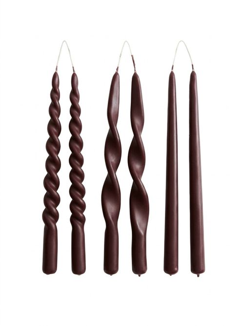 6-pack taper candles, Burgundy