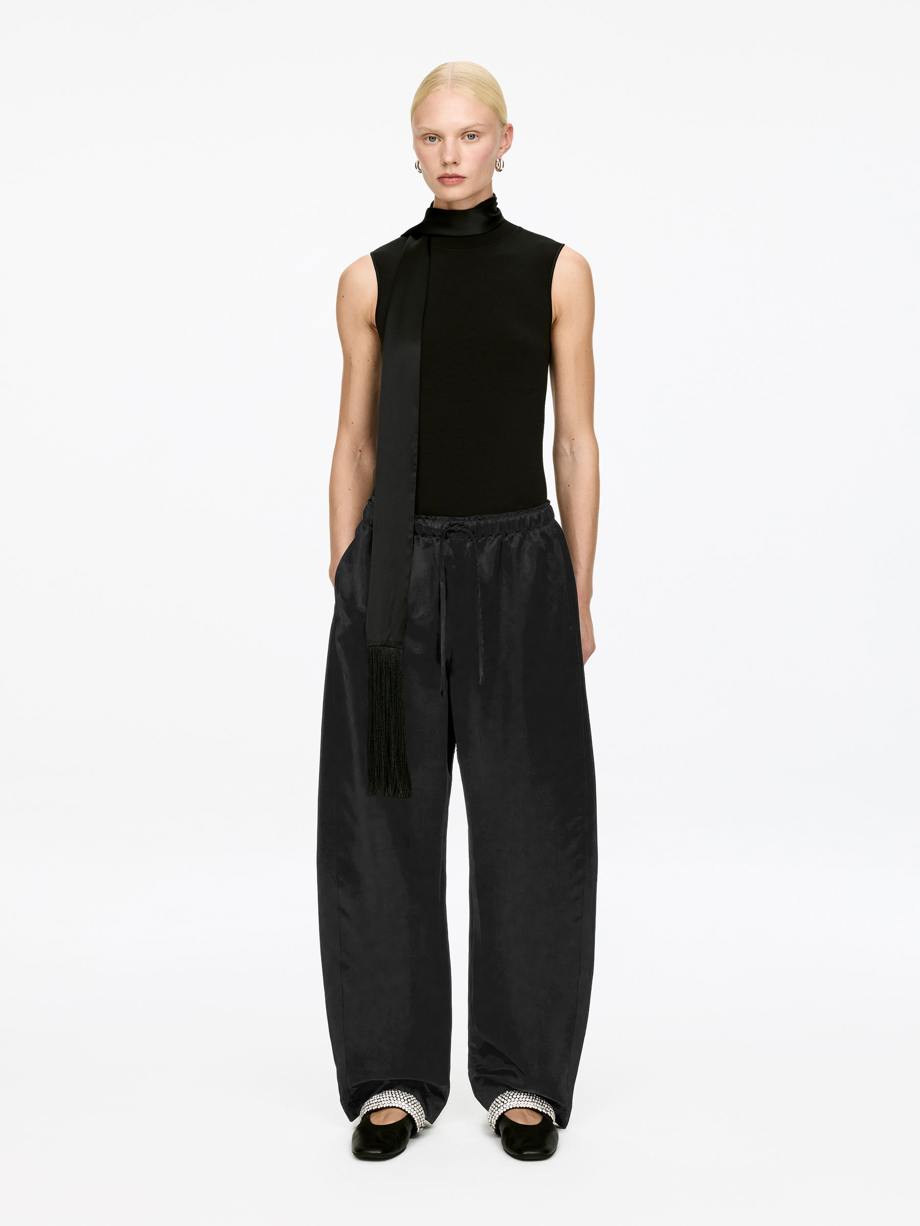 Drawstring Satin Trousers – Black – Women – Arket Gb