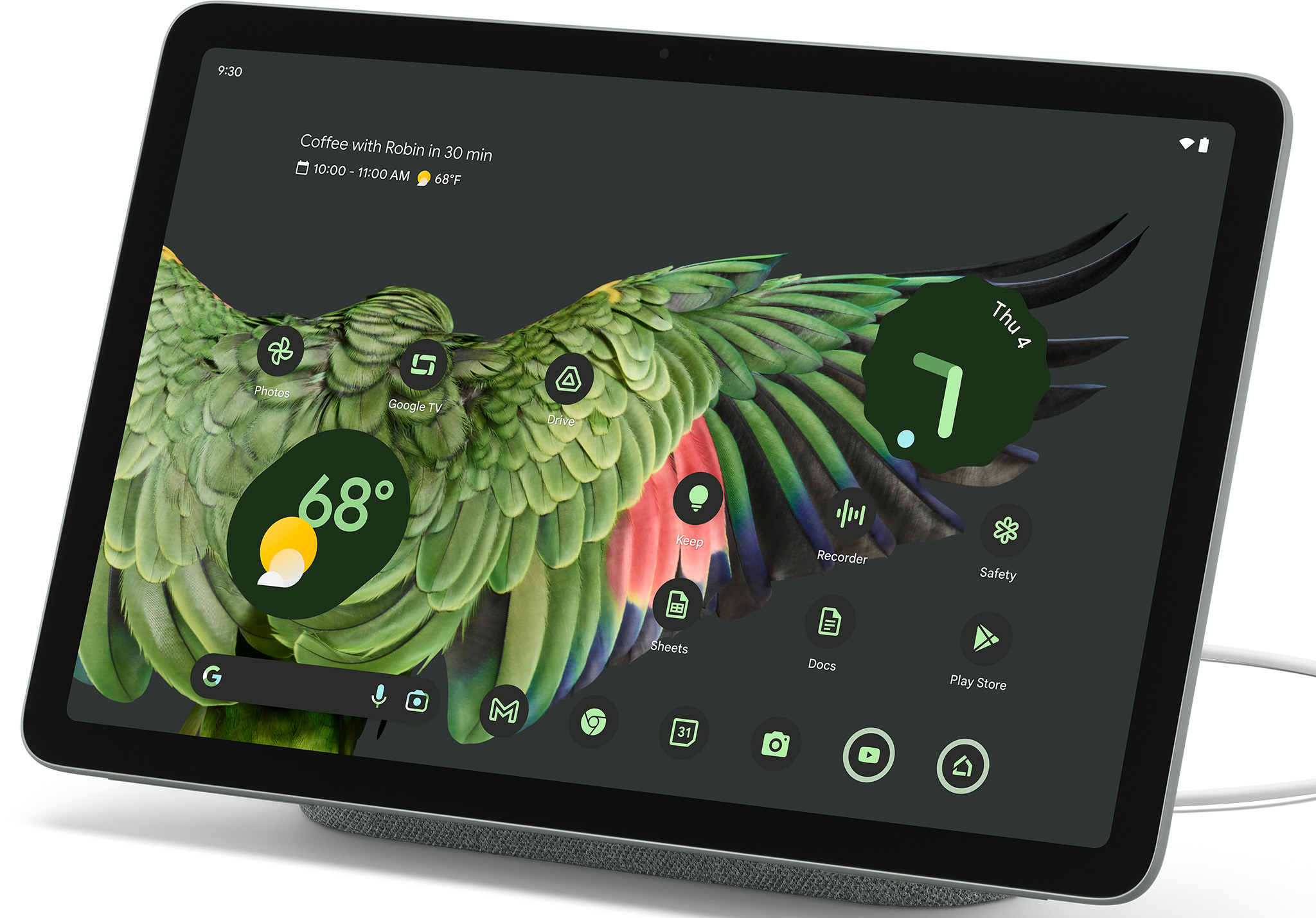 Google Pixel Tablet'in fındık rengindeki resmi görüntüsü