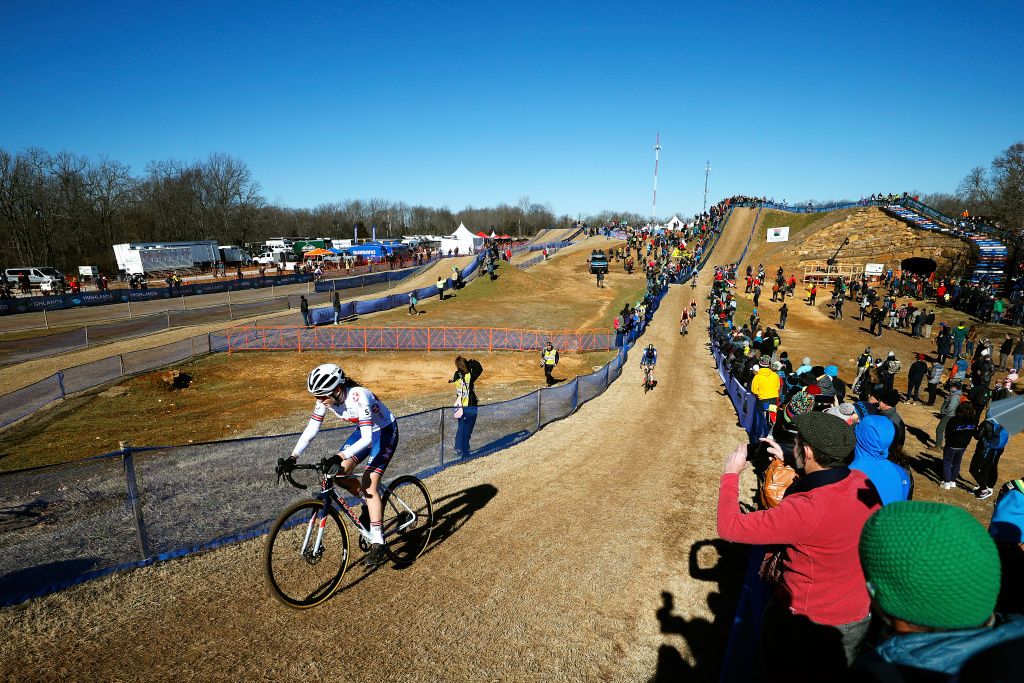 FAYETTEVILLE ARKANSAS JANUARY 29 Ella MacleanHowell of United Kingdom competes during the 73rd UCI CycloCross World Championships Fayetteville 2022 Womens Junior Fayetteville2022 on January 29 2022 in Fayetteville Arkansas Photo by Chris GraythenGetty Images