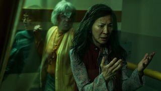 Everything Everywhere All At Once, Michelle Yeoh and Jamie Lee Curtis in the movie