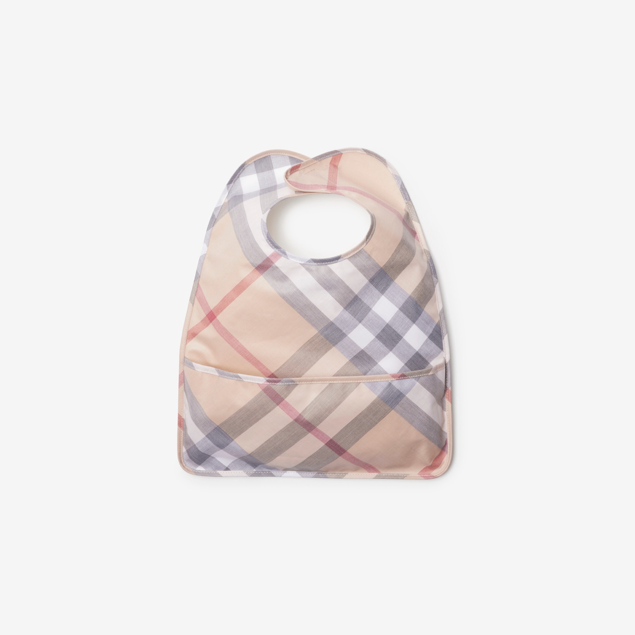Burberry, Check Cotton Bib in Pale Stone - Children | Burberry® Official