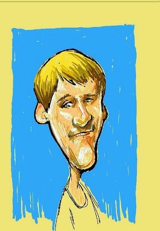 A portrait of Simon Sage drawn on the Samsung Galaxy Note