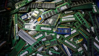 Scrapped Randam Access Memory (RAM) devices sit in a crate at the Attero Recycling Pvt facility in the Raipur industrial area of Bhagwanpur in Roorkee, Uttarkhand, India, on Monday, Oct. 7, 2013.