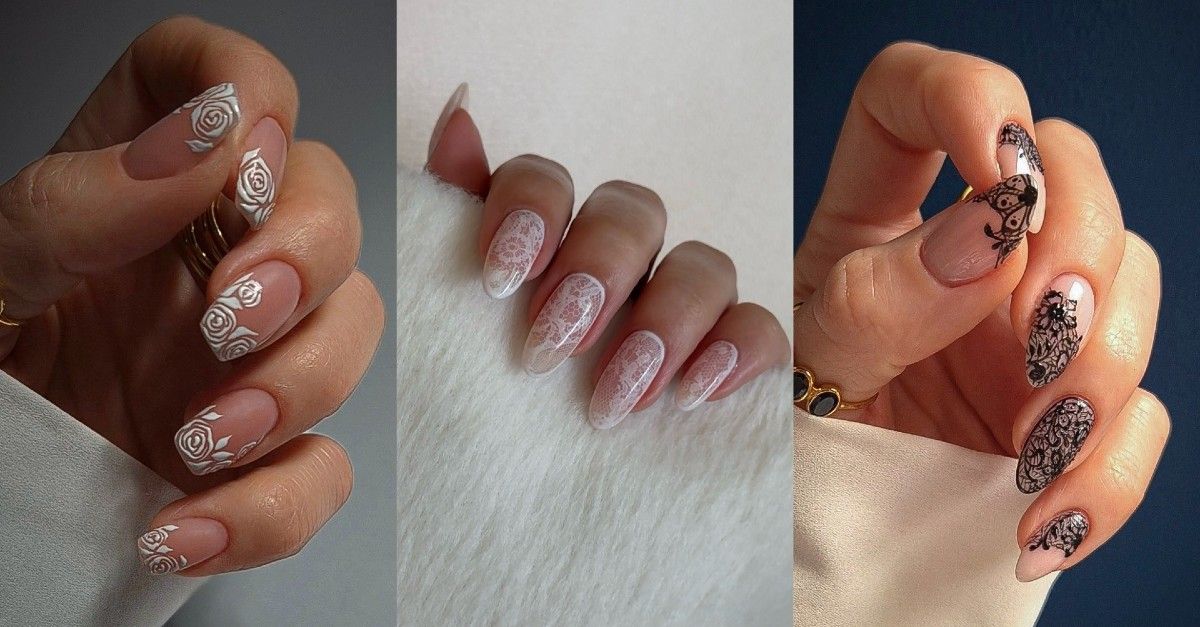 Perfect for V-Day—Sheer Lace Nails Prove Romance Isn’t Dead