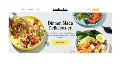 Sunbasket review: Image shows the website homepage.