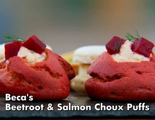 Beca's Beetroot And Salmon Choux Puffs