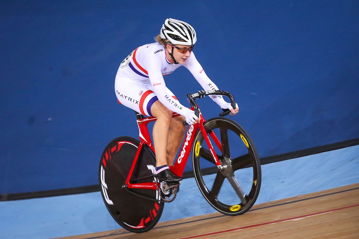 Matrix Fitness' Laura Kenny in action during the Women's Points Race.