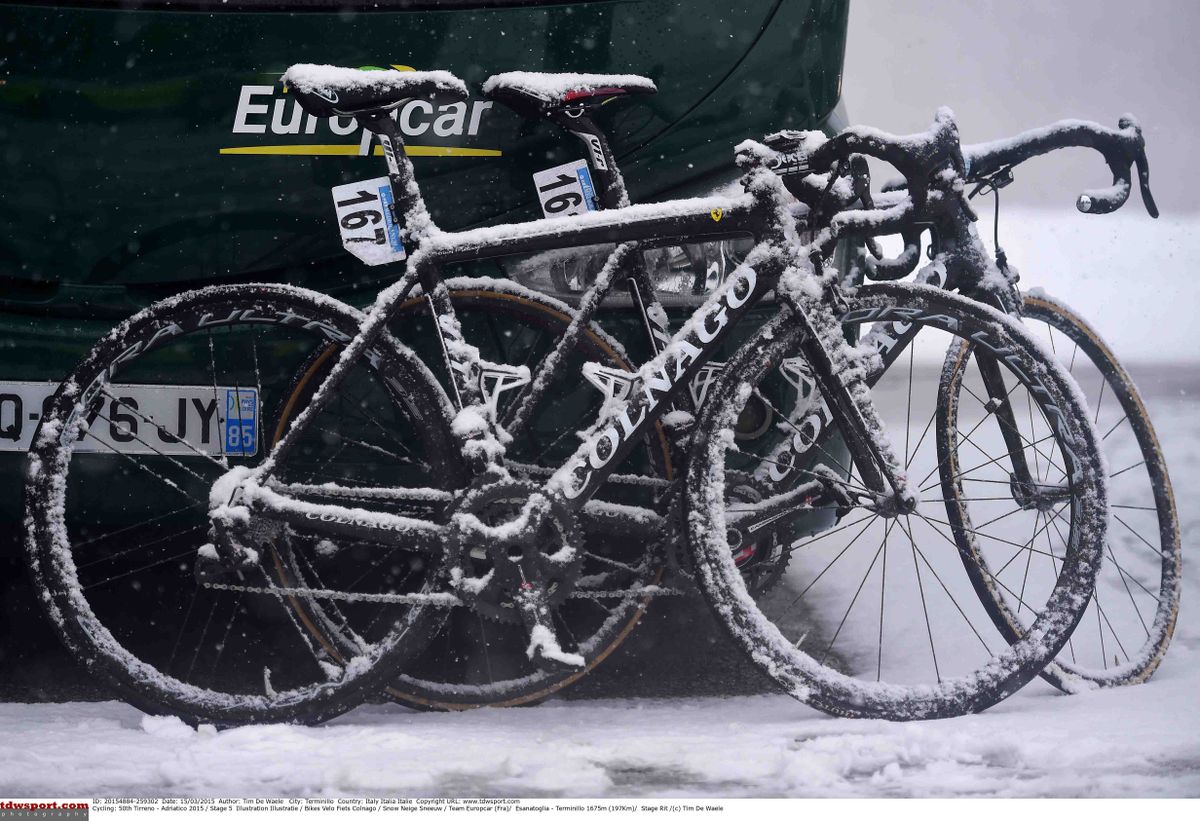 Europcar's Colnago's covered in snow