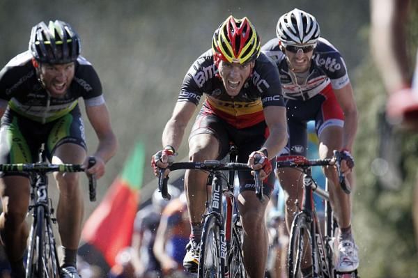 Philippe Gilbert (BMC) races toward the finish