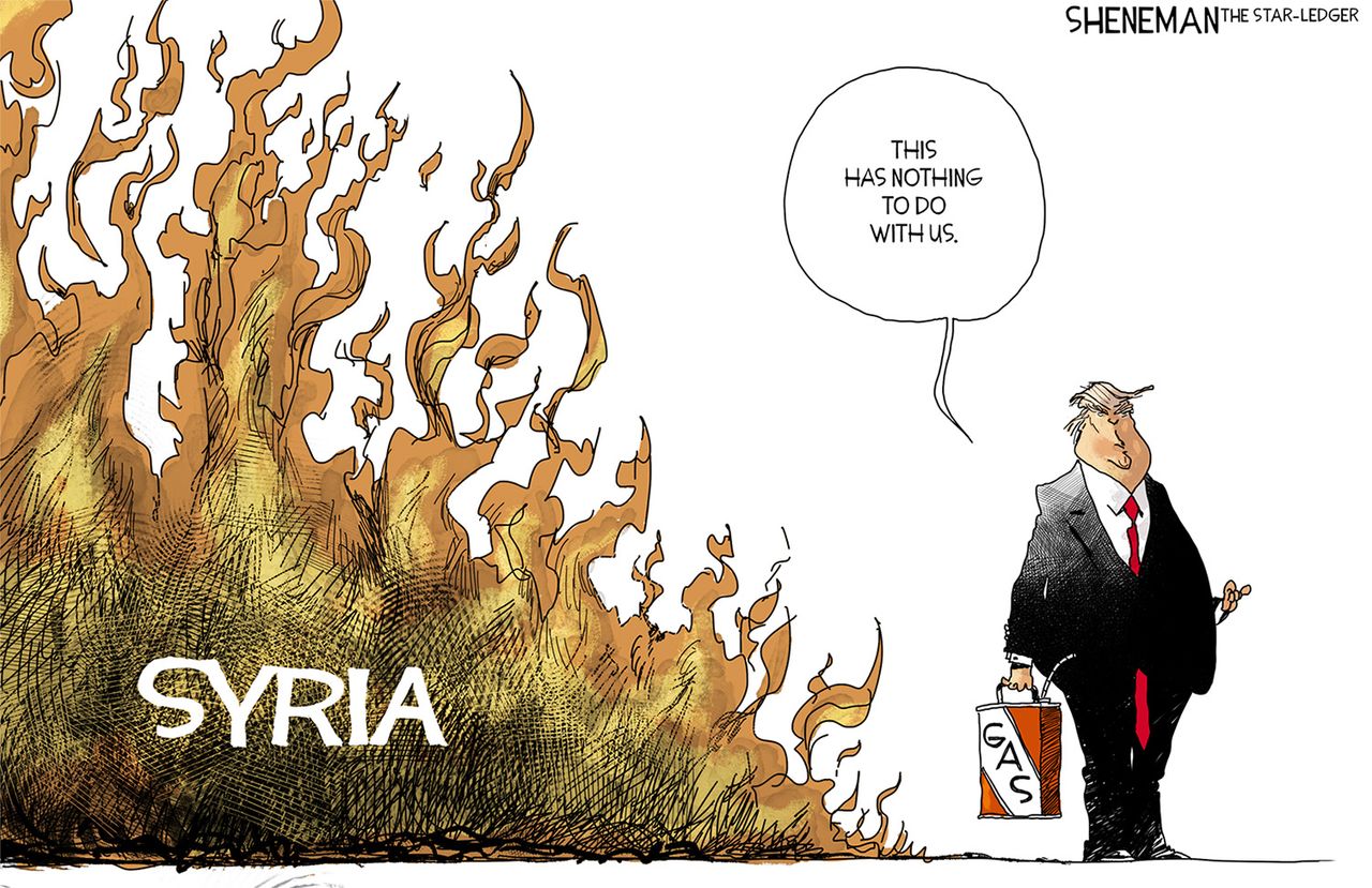 Political Cartoon U.S. Trump Syria Disaster