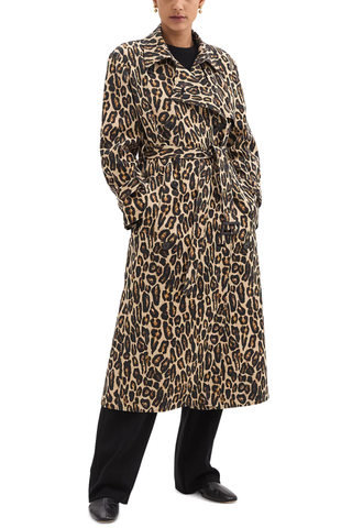 Theory Leopard Print Wool Trench Coat