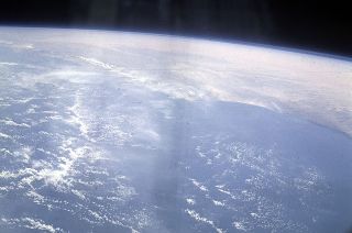 Astronaut Gordon Cooper's view of Earth from on board Faith 7, his Mercury capsule, in May 1963.