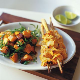 Lemongrass Chicken Skewers with Spicy Butternut Squash Salad