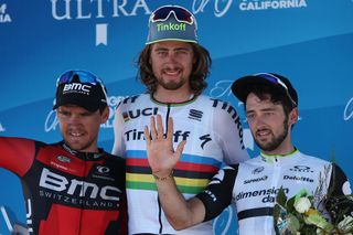 The top three from stage 4: Greg Van Avermaet, Peter Sagan and Nathan Haas