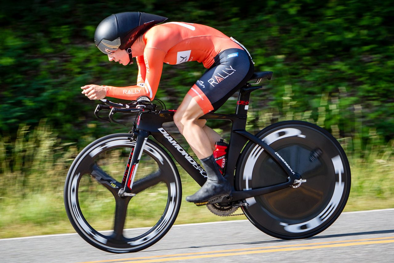 Heather Fischer (Rally Cycling) on the way out at the US time trial championship