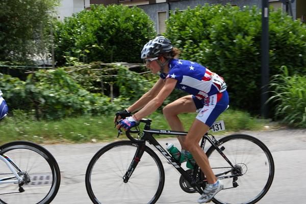Mara Abbott (United States) in the 'stars and stripes' of USA road Champion.
