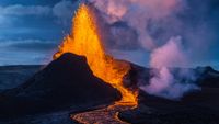 Volcano erupting