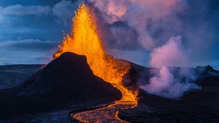 composite volcano eruption video